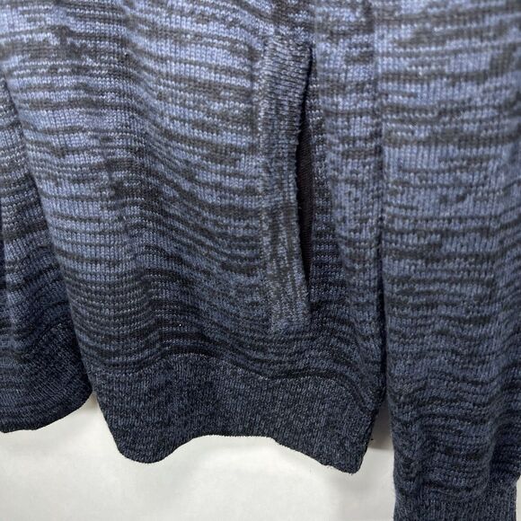 Kenneth Cole Full Zip Cardigan Sweater Mens Large Navy Heathered Chunky Knit - Picture 4 of 13